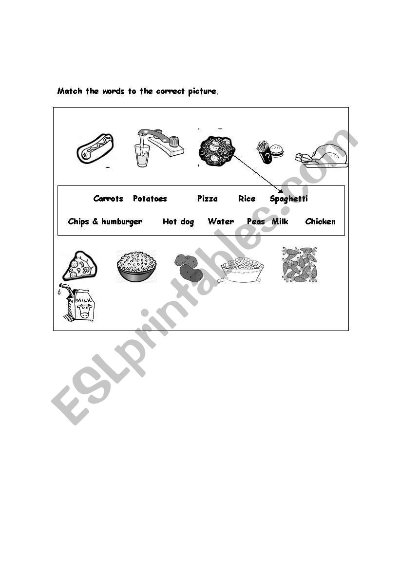 match pictures (food)with the correct word