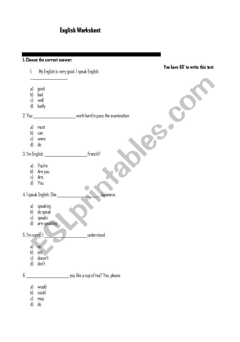 grammar worksheet