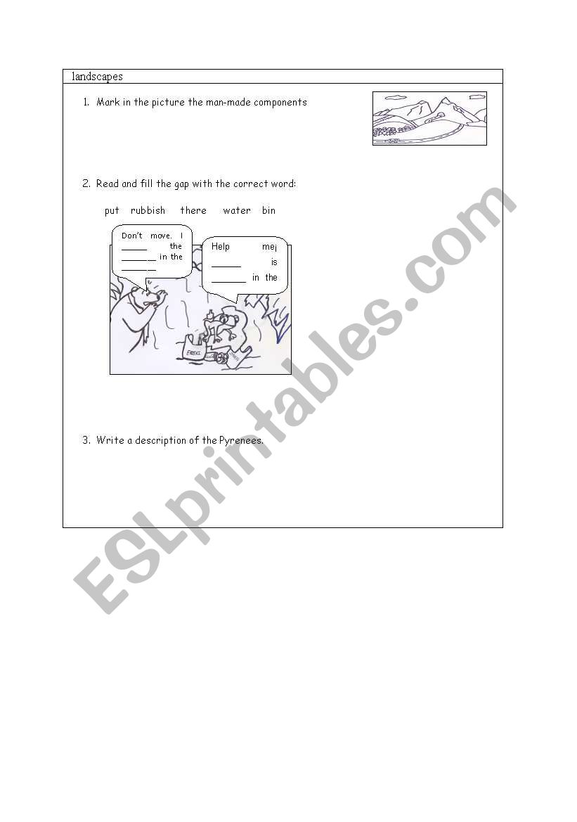 landscapes worksheet