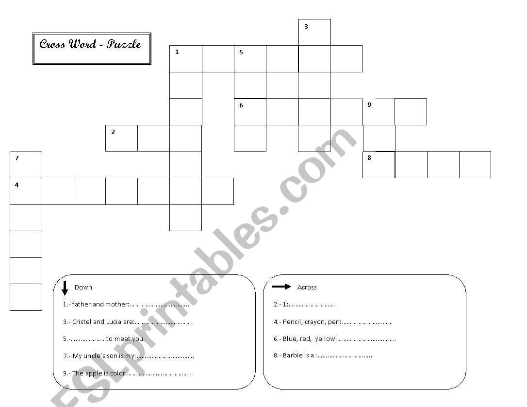 crosswood puzzle worksheet