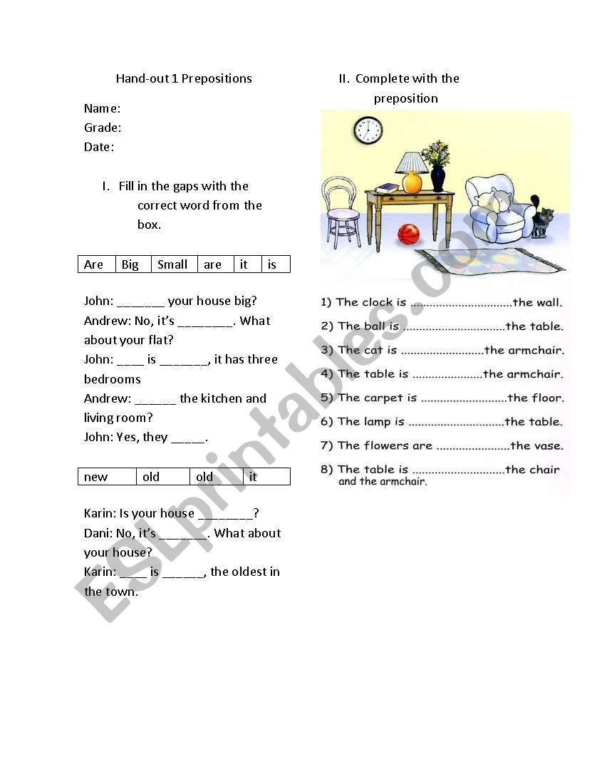 Prepositions worksheet