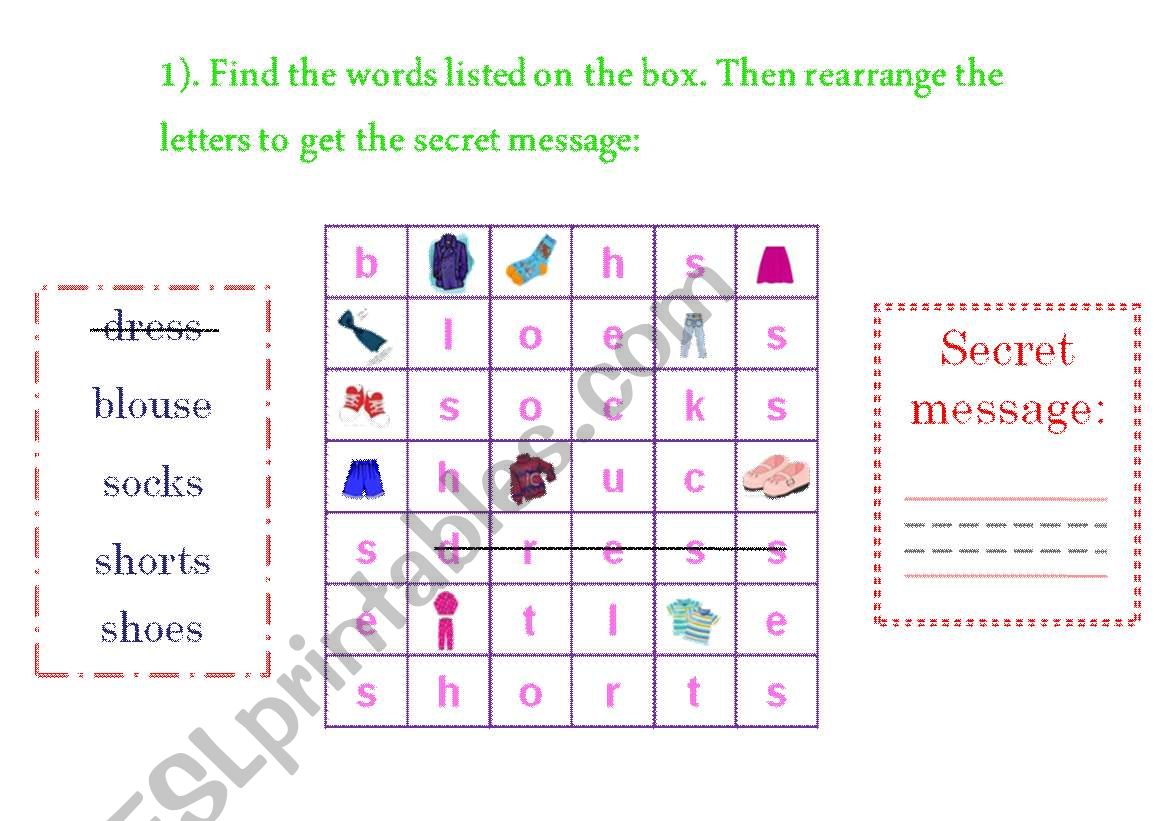 Word Search secret Message ESL Worksheet By Sisoooo