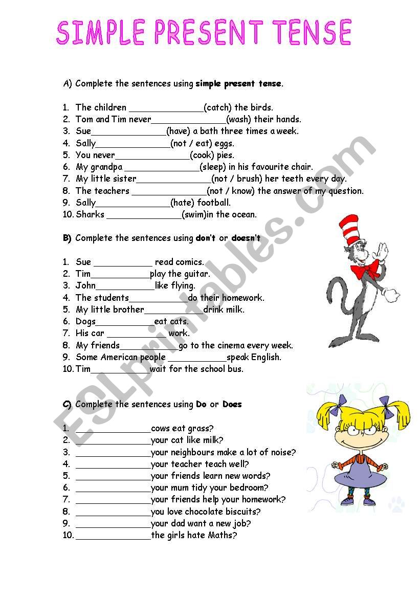 SMPLE PRESENT TENSE worksheet