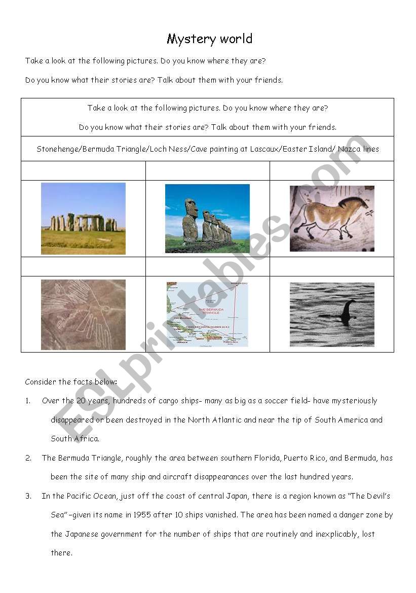 mystery world worksheet