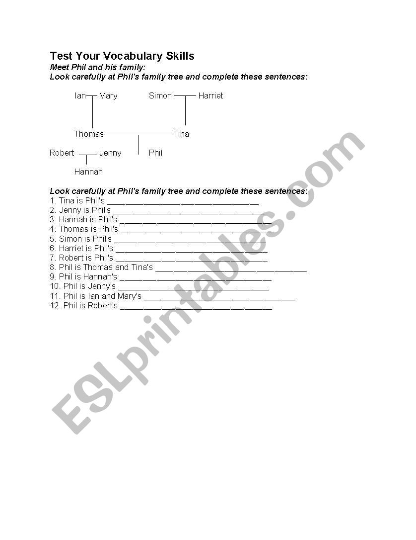 family tree exercise worksheet