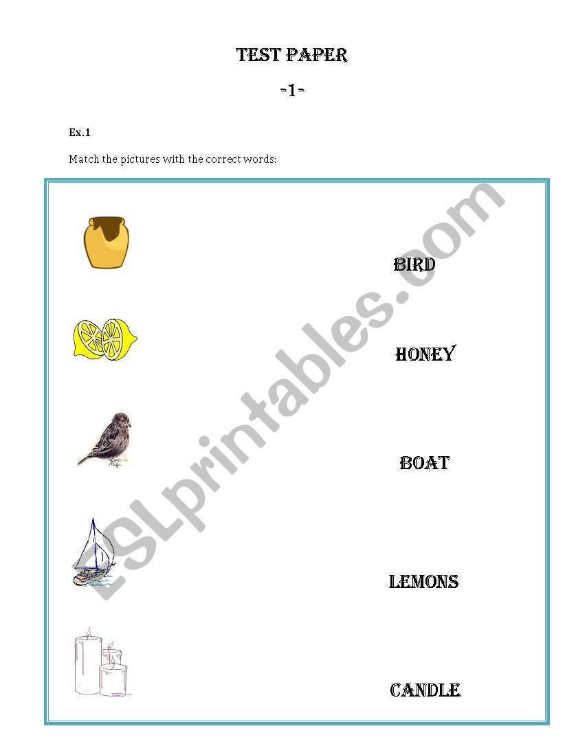 Test Paper -elementary worksheet