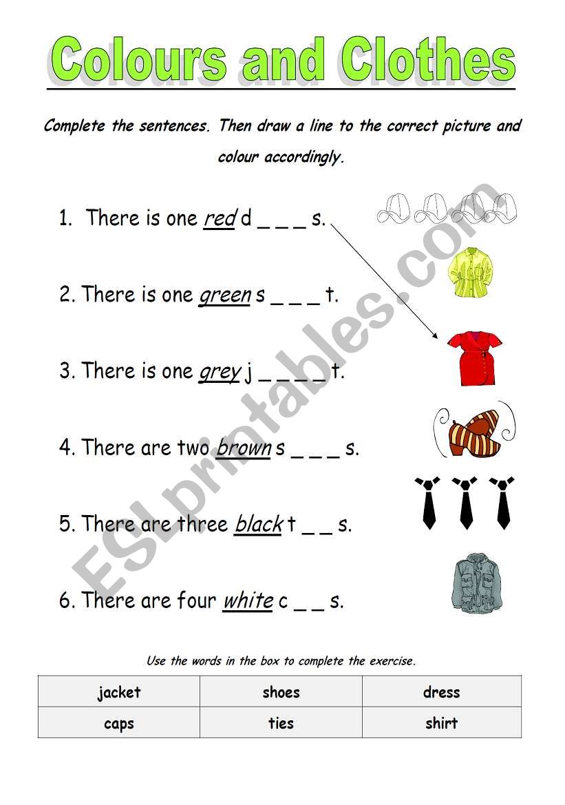 Colours and clothes worksheet