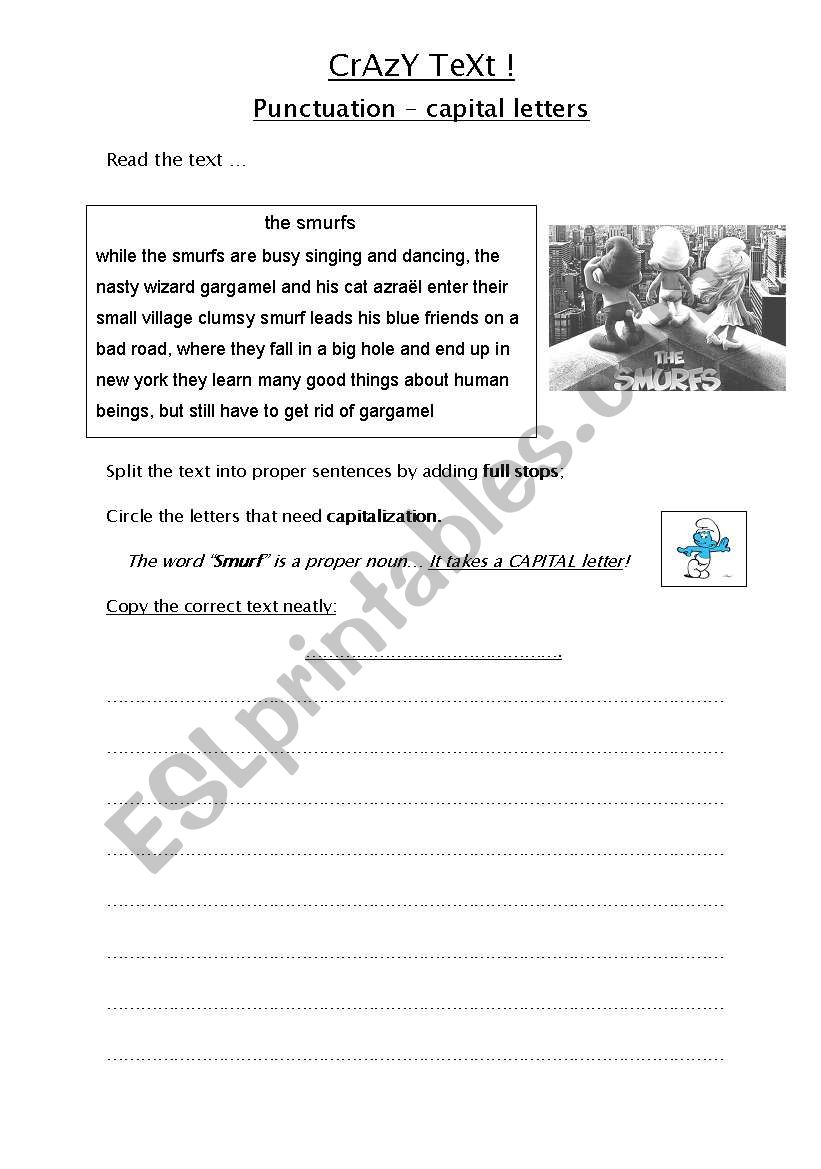 The Smurfs worksheet