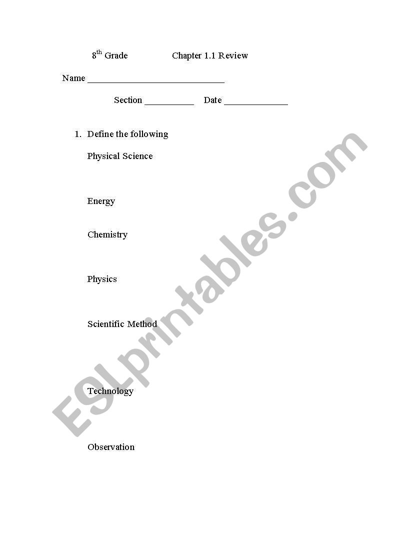 Forces and Motion worksheet