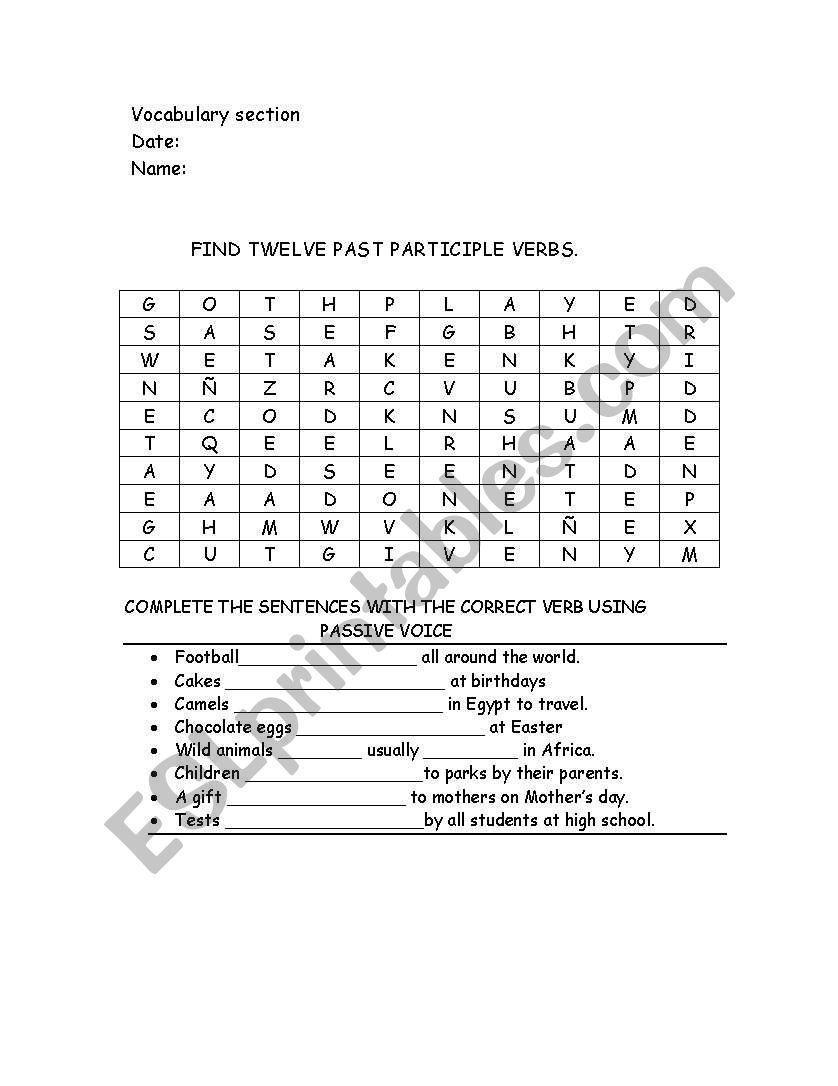 past participles worksheet