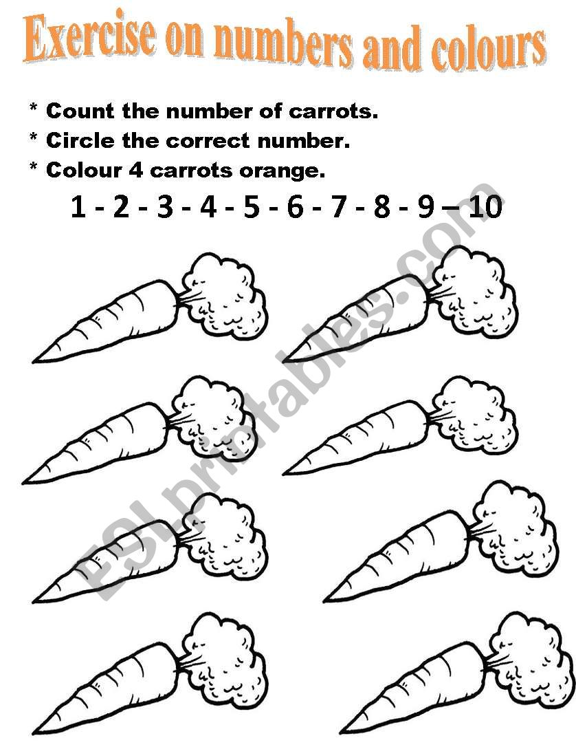 Numbers & Colouring Worksheet worksheet