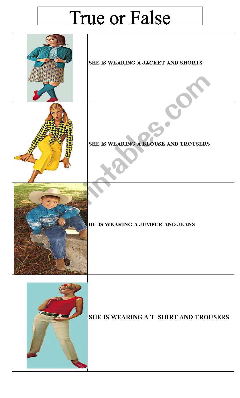 clothes worksheet