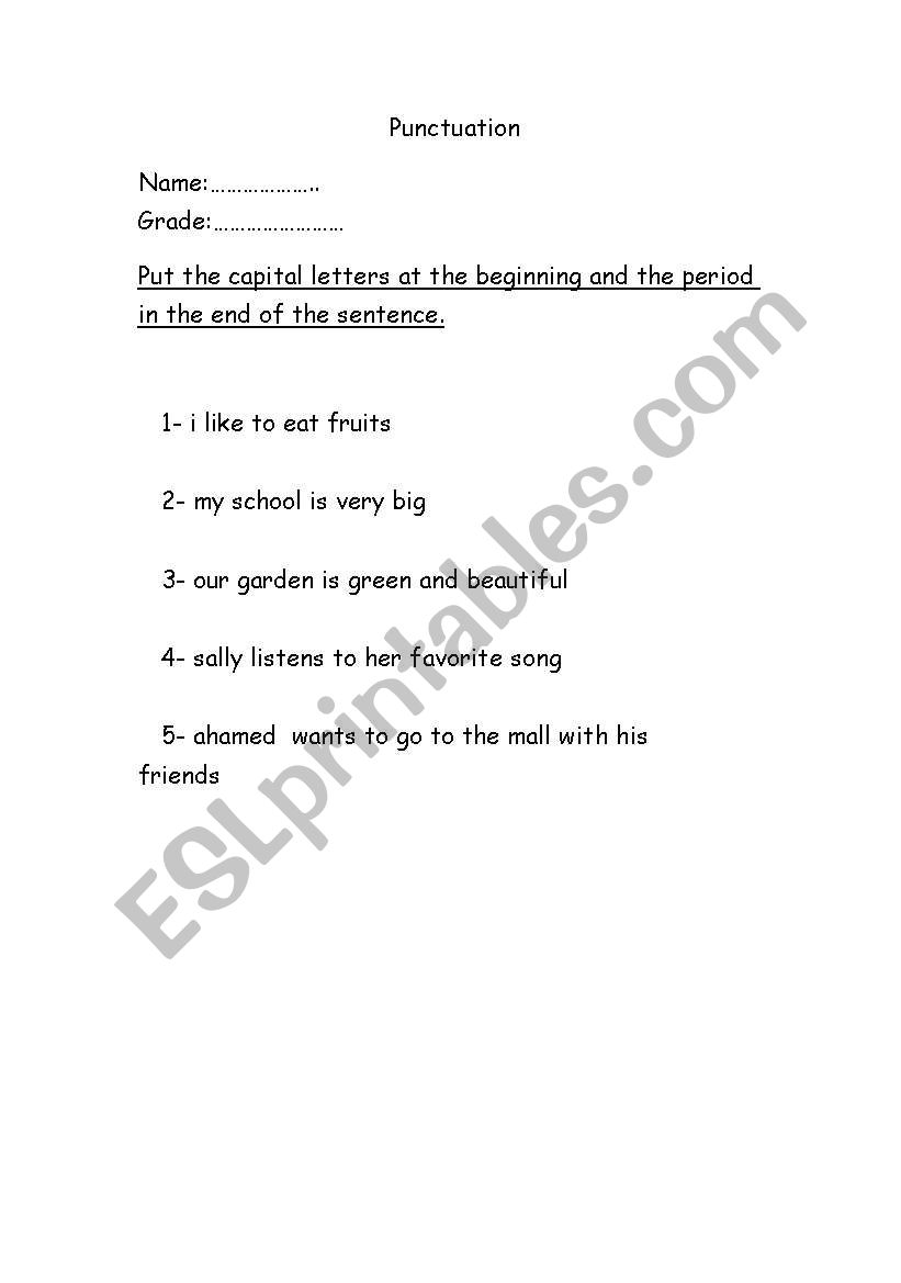 Punctuation worksheet