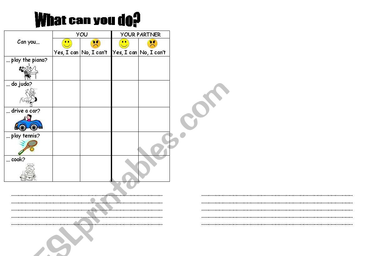 What can you do? worksheet