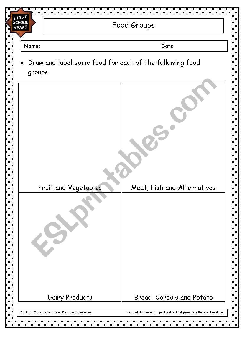 food Group worksheet