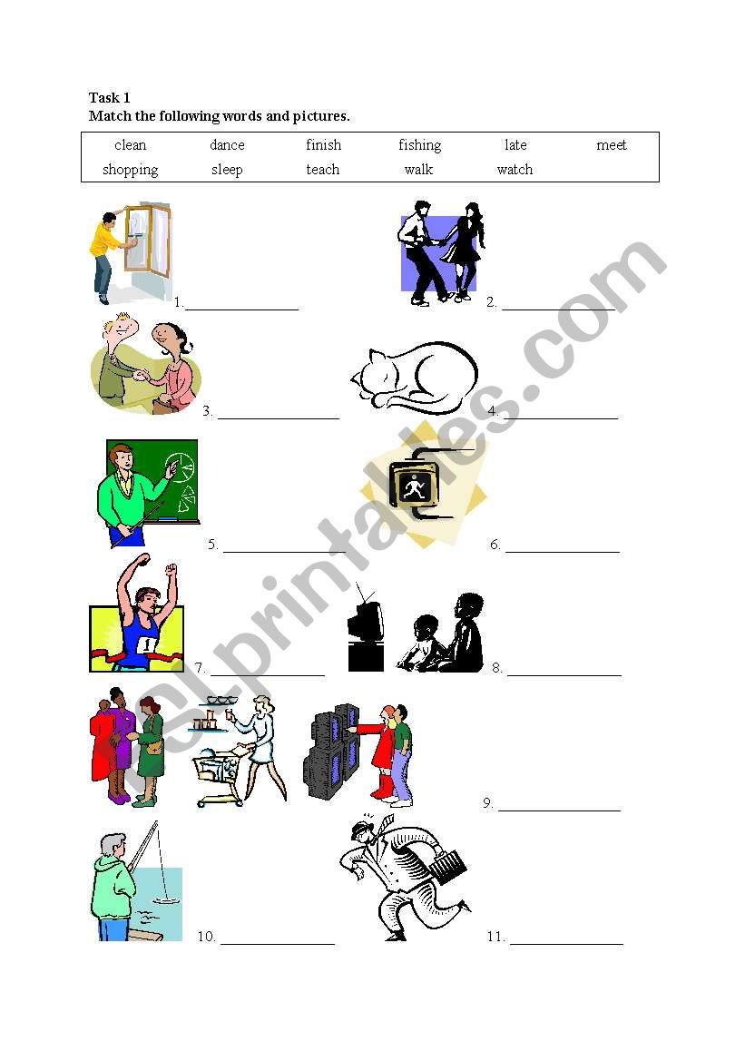 English Worksheets: Verbs Matching