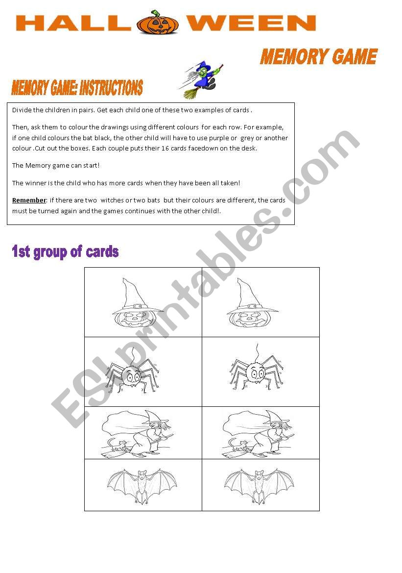 Halloween Memory Game worksheet