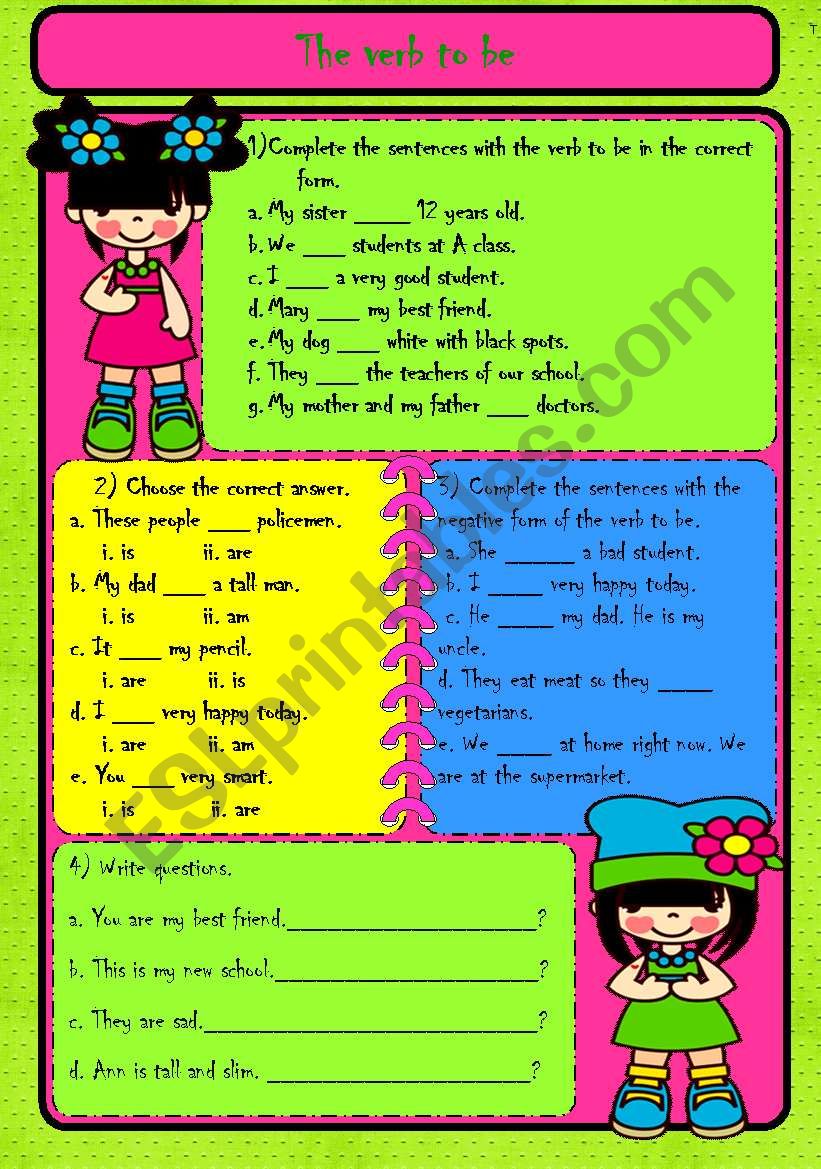 The Verb To Be ESL Worksheet By Helena22