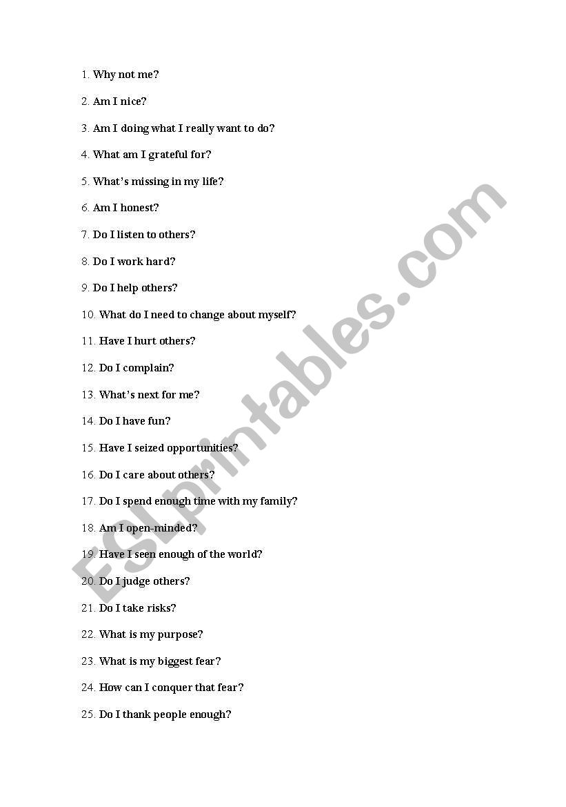 English Worksheets Questions