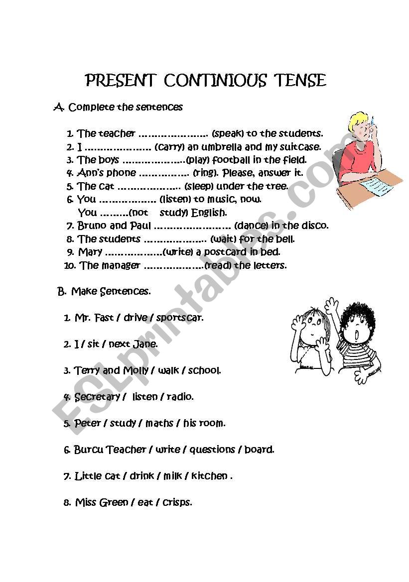 Present Cont. Tense worksheet