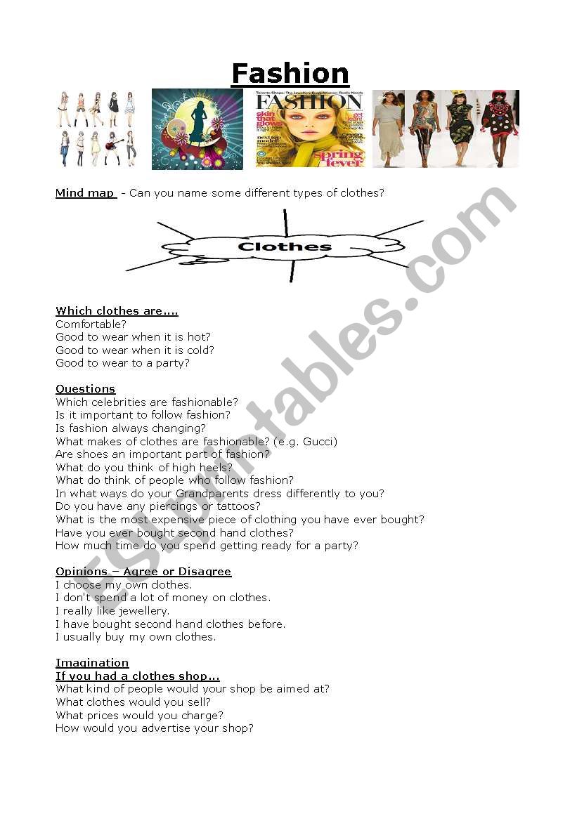 Fashion - ESL worksheet by ChinaNatalie