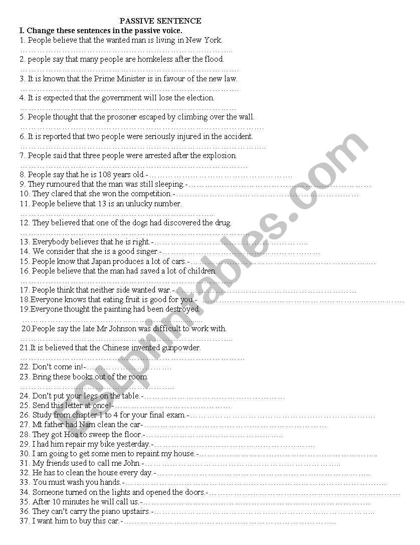 pasive voice worksheet