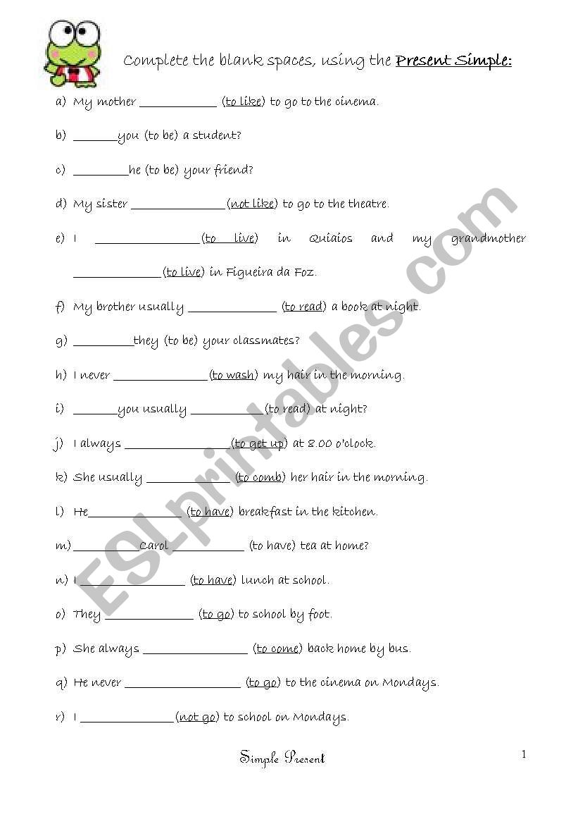 simple present worksheet