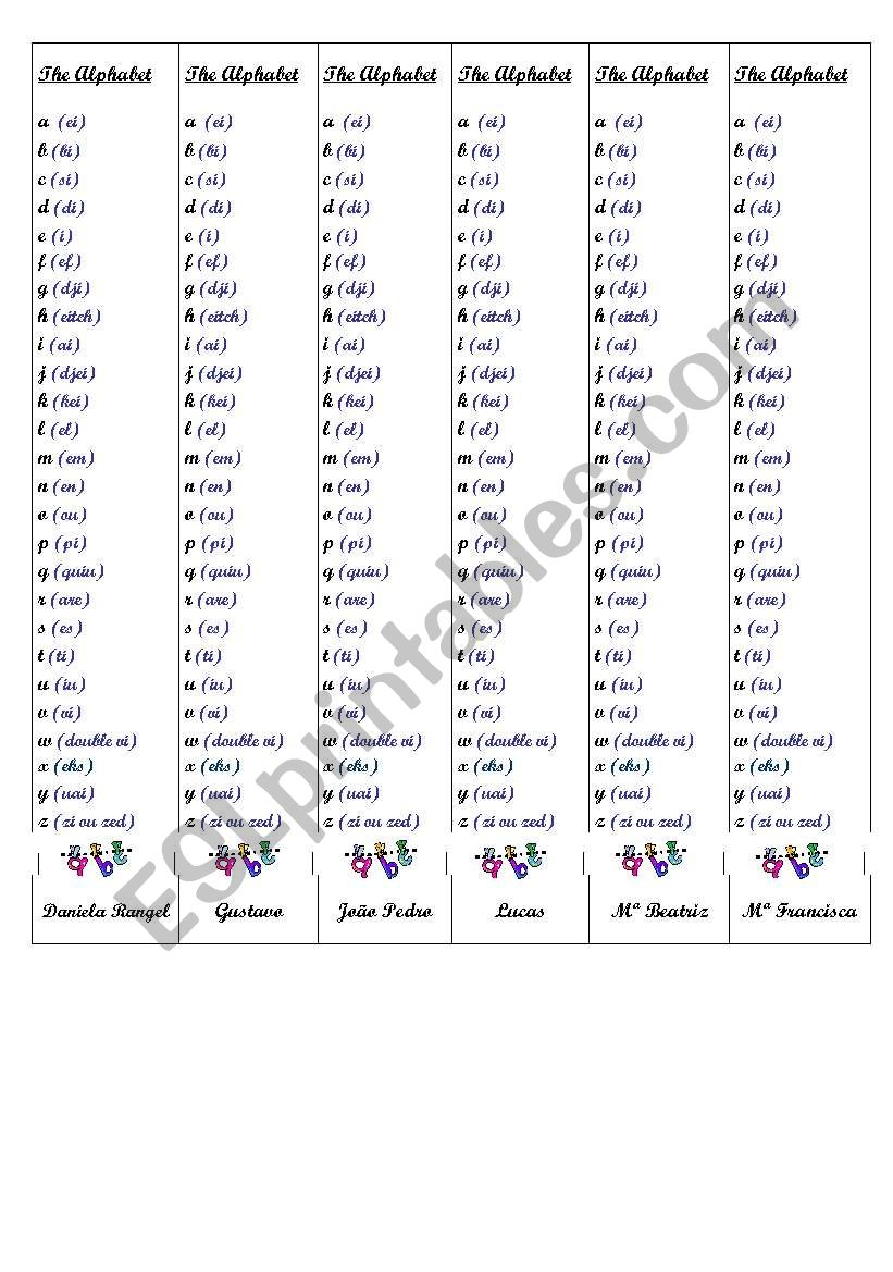 Abc Bookmarks Esl Worksheet By Madawinda