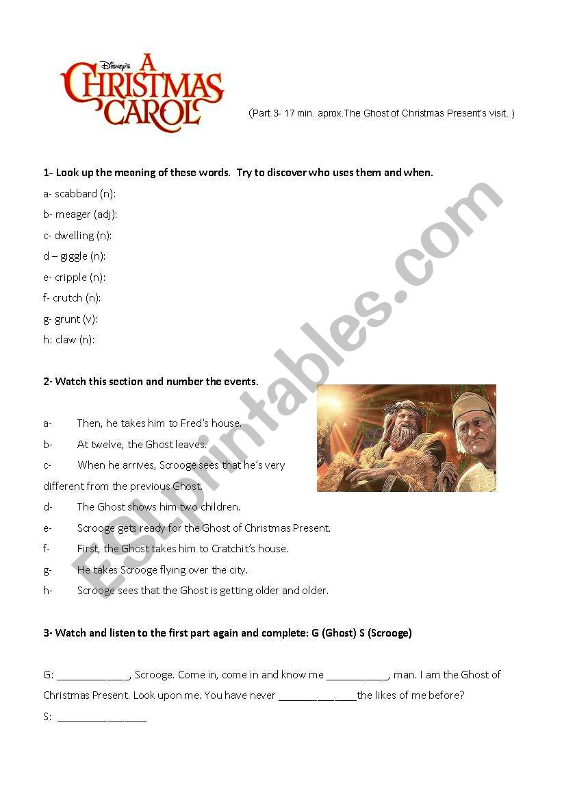 A Chistmas Carol Worksheet Part 3