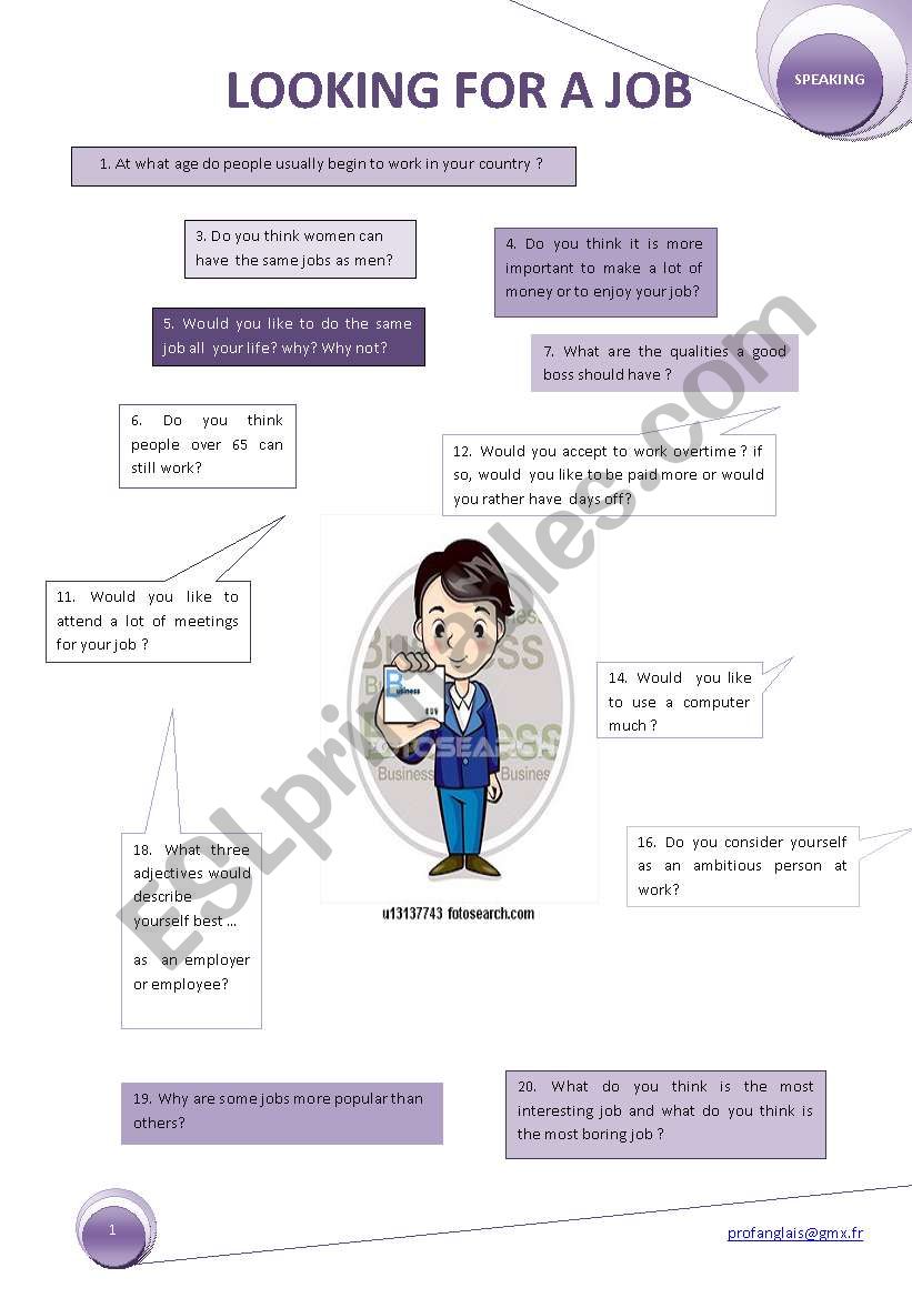 jOB Discussion worksheet