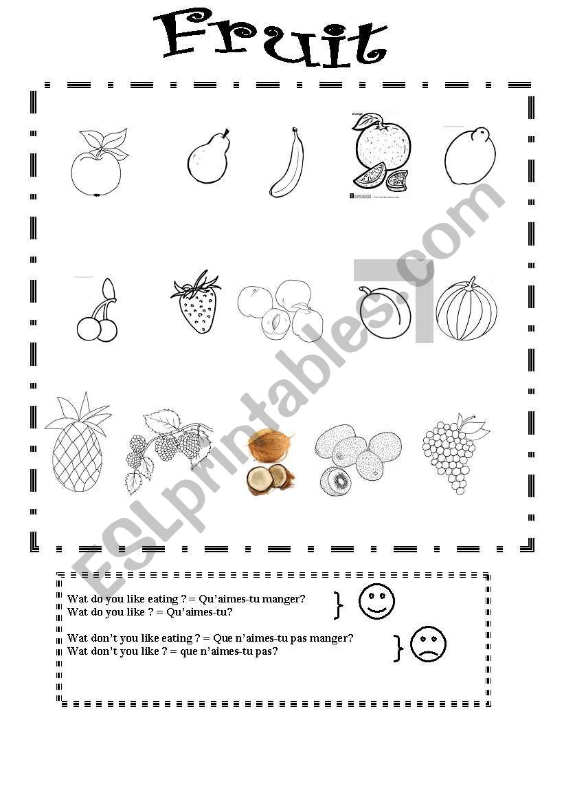 fruit worksheet