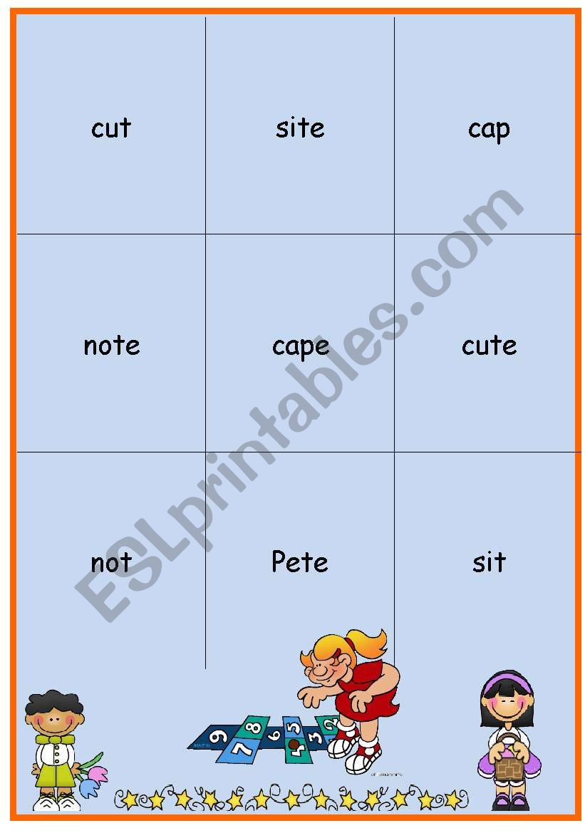 Long and Short Vowels Bingo Card