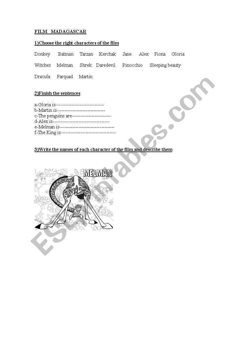 working with madagascar worksheet