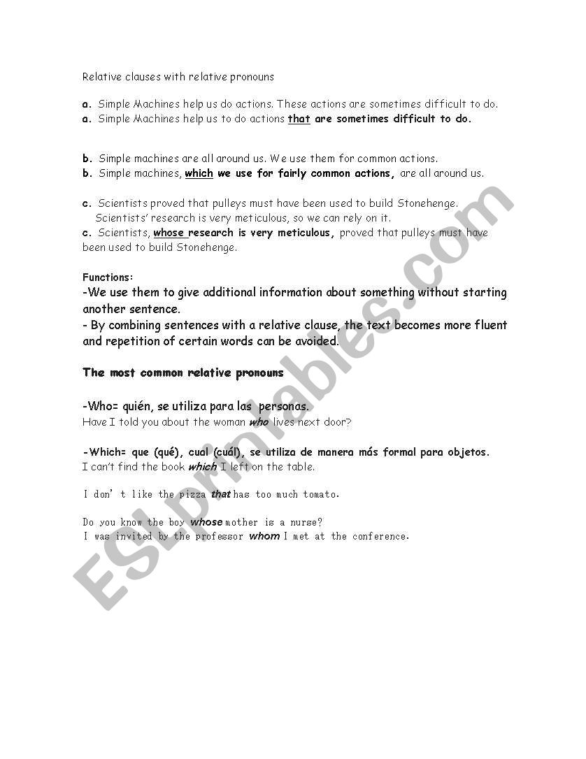 Relative clauses with relative pronouns