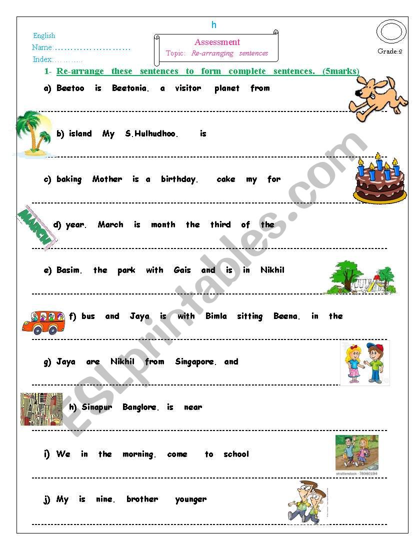 Re Arranging Sentences ESL Worksheet By Sharoona