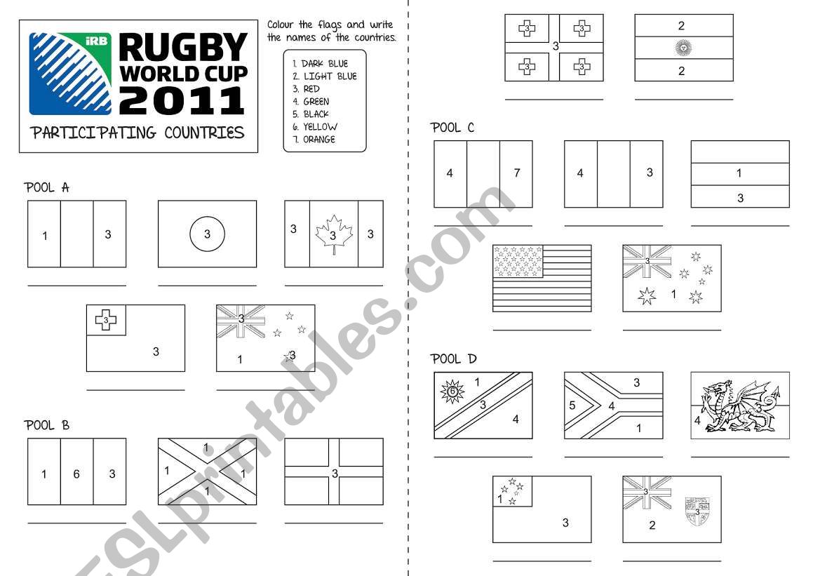 RWC Countries Flags worksheet