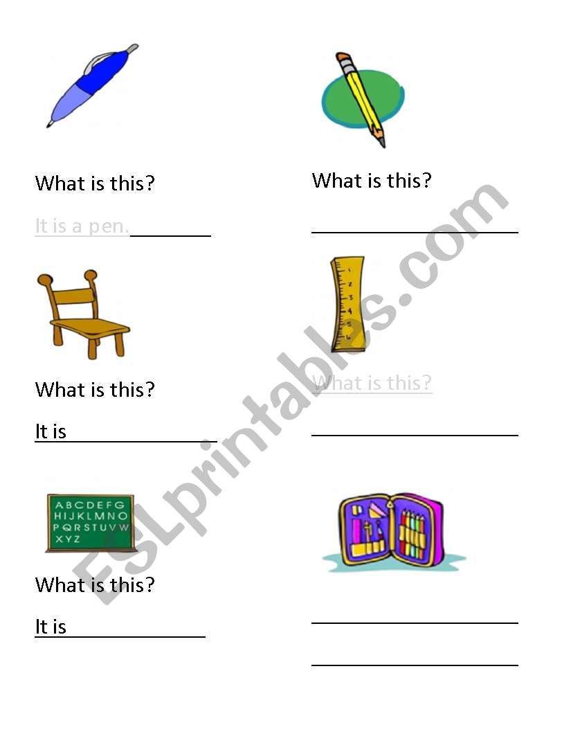 What is this? Classroom objects worksheet