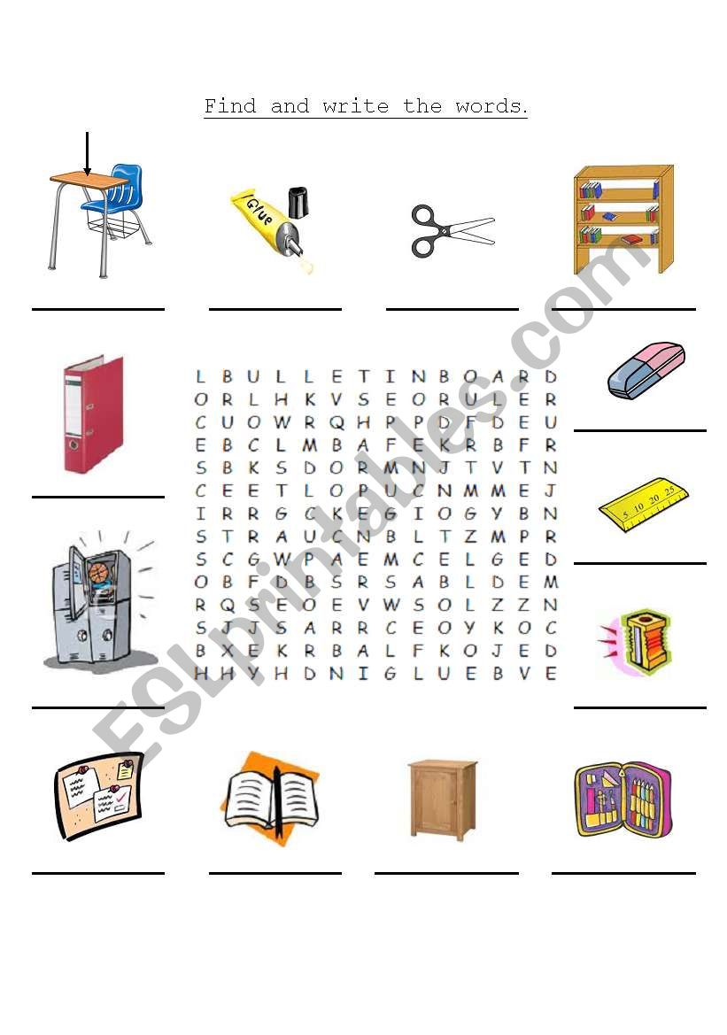 Classroom materials worksheet