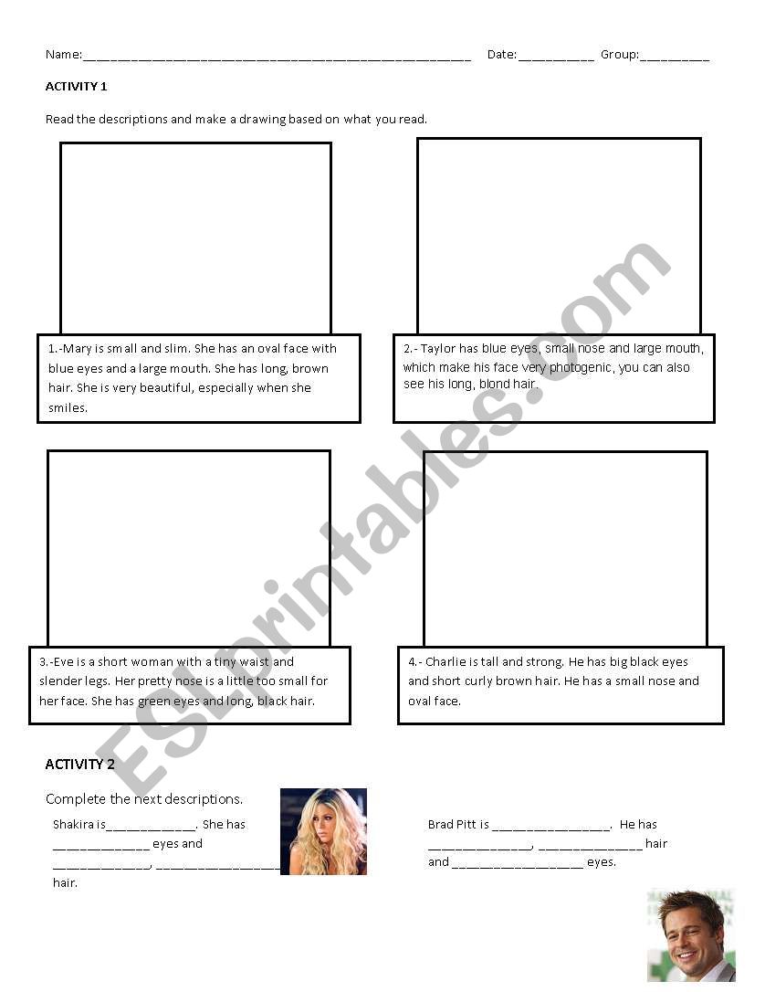 Describing people worksheet