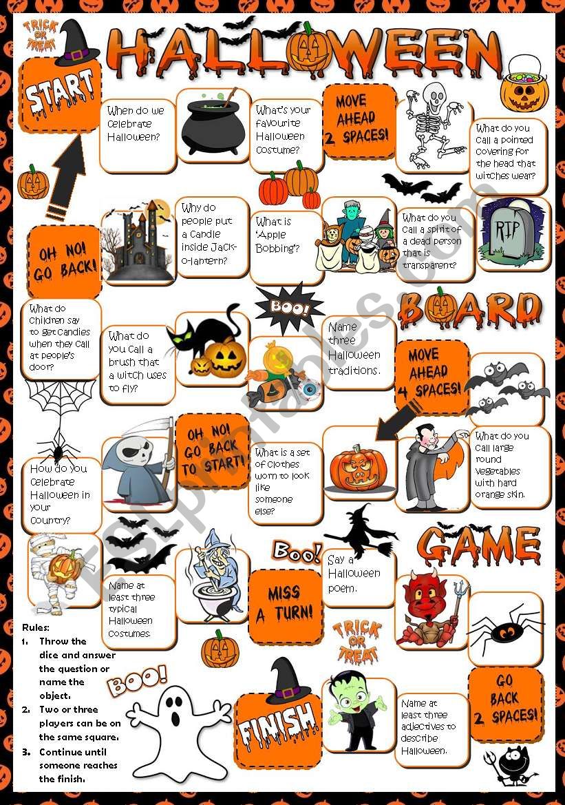 Halloween - BOARDGAME - ESL worksheet by mada_1