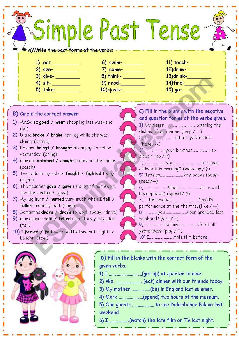 Simple Past Exercises ESL Worksheet By Nilaykaynakci