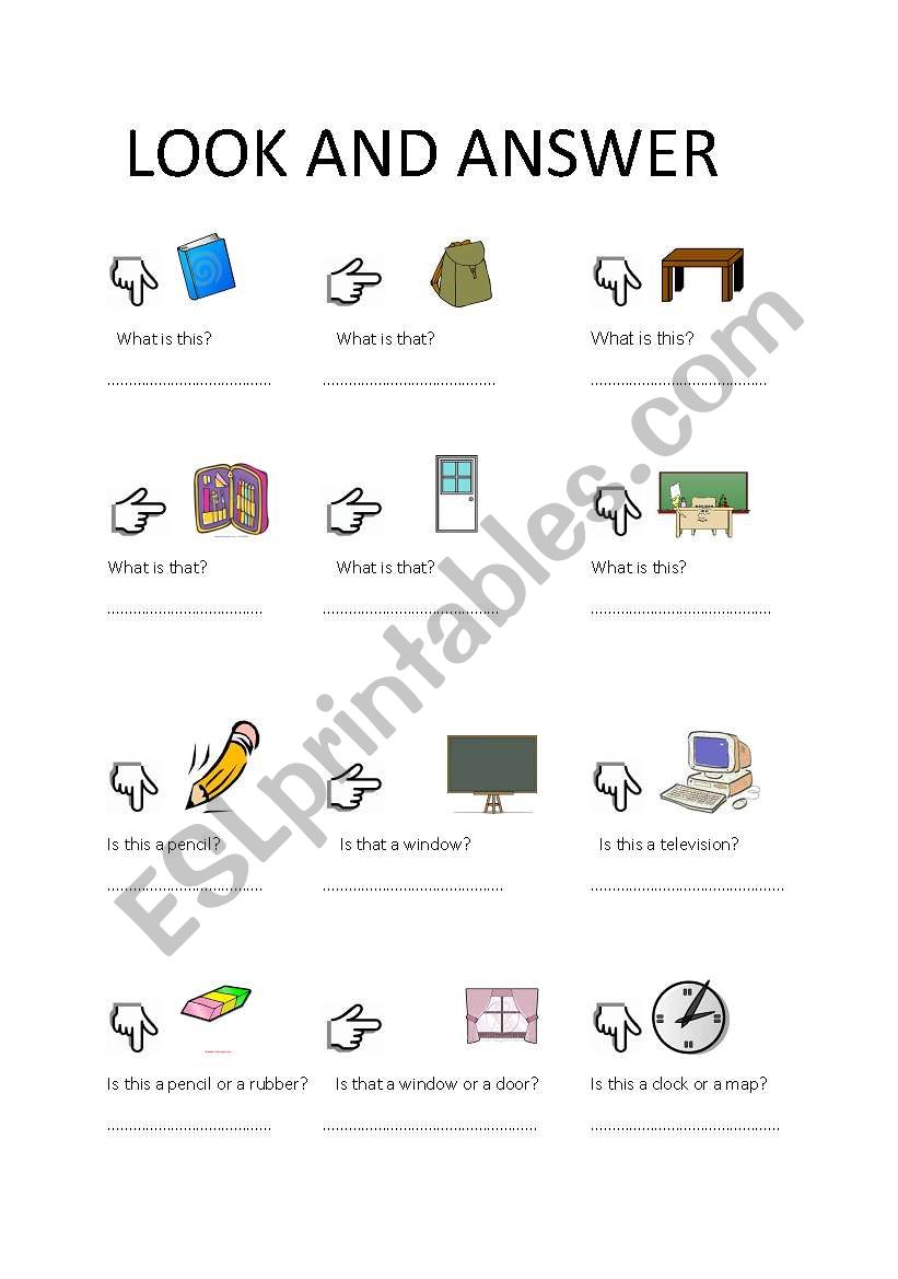 classroom objects worksheet