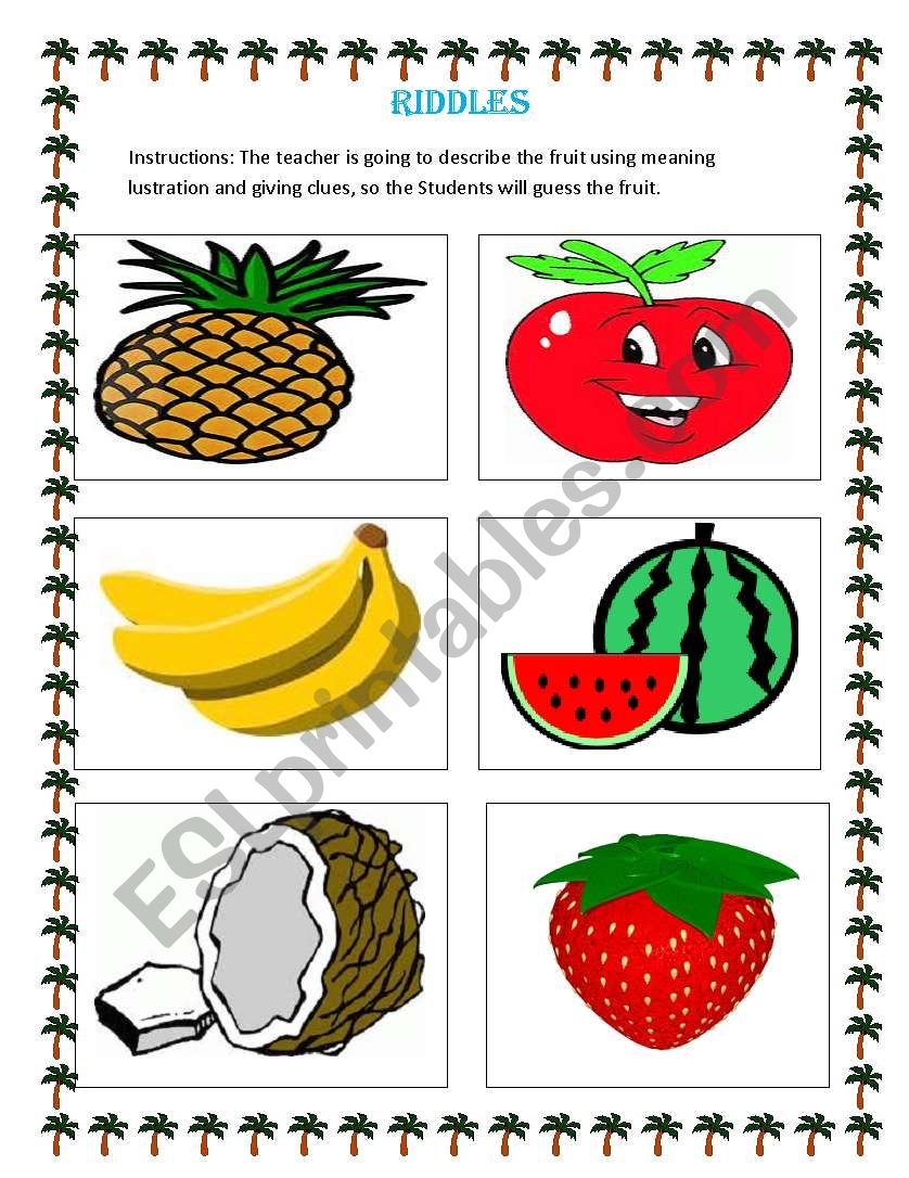 Fruit Riddles worksheet