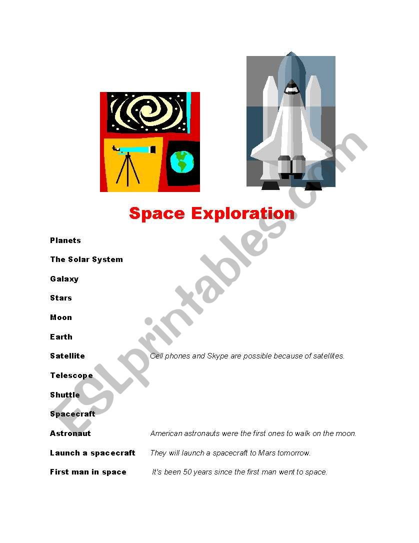 Space Vocabulary worksheet