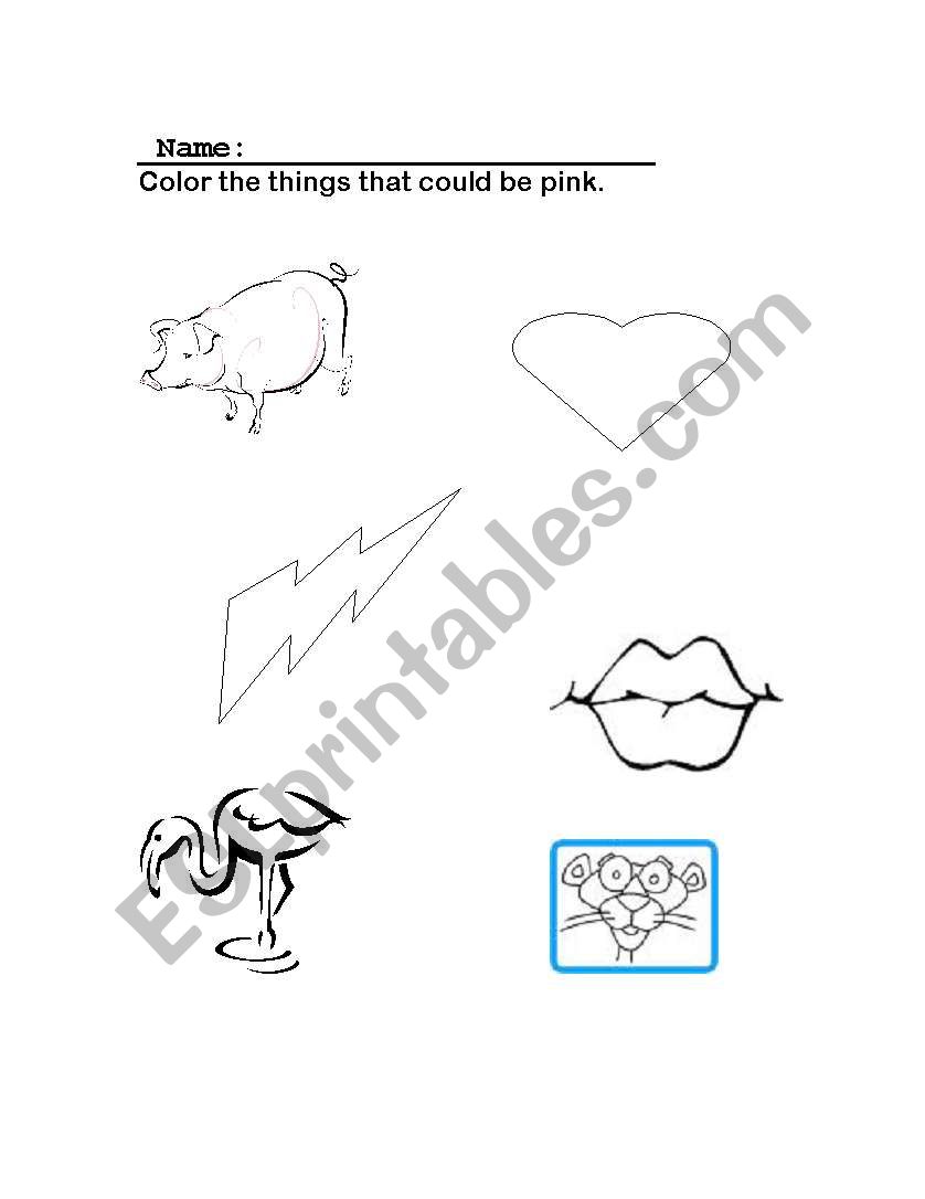 Color Pink Worksheet worksheet