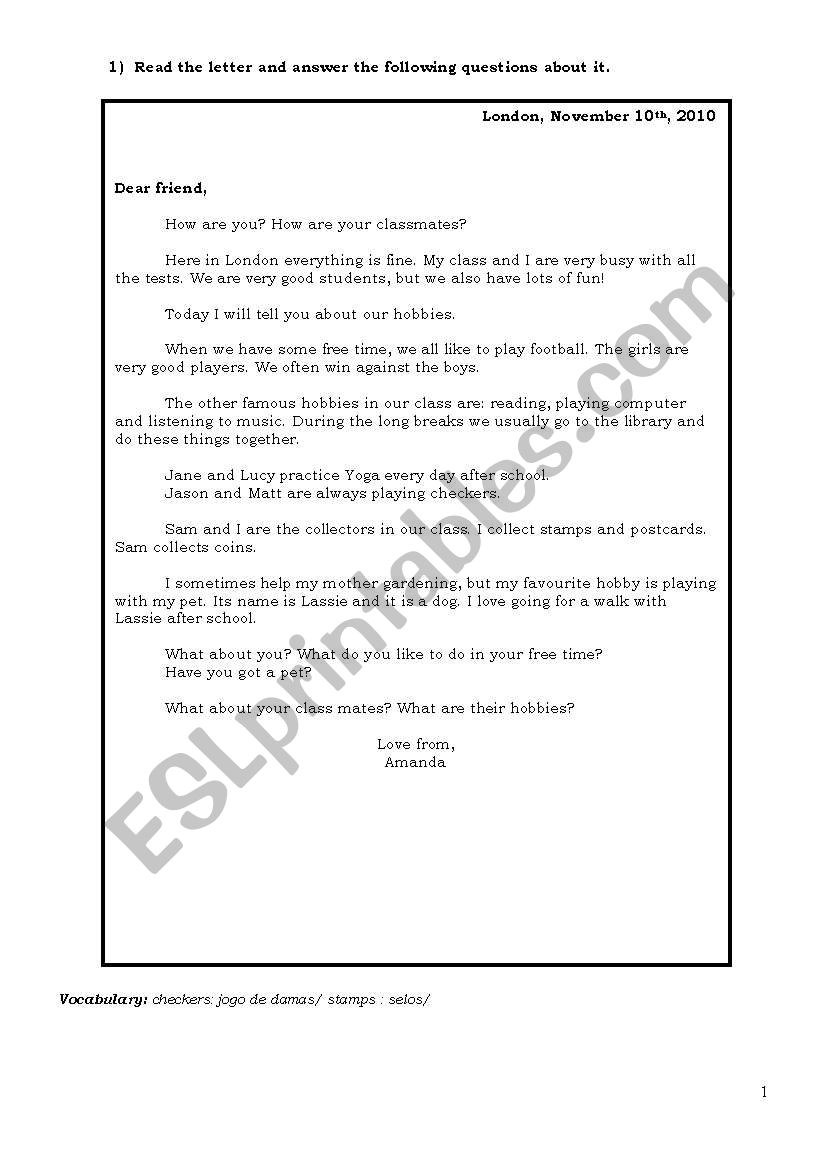 6th grade test worksheet