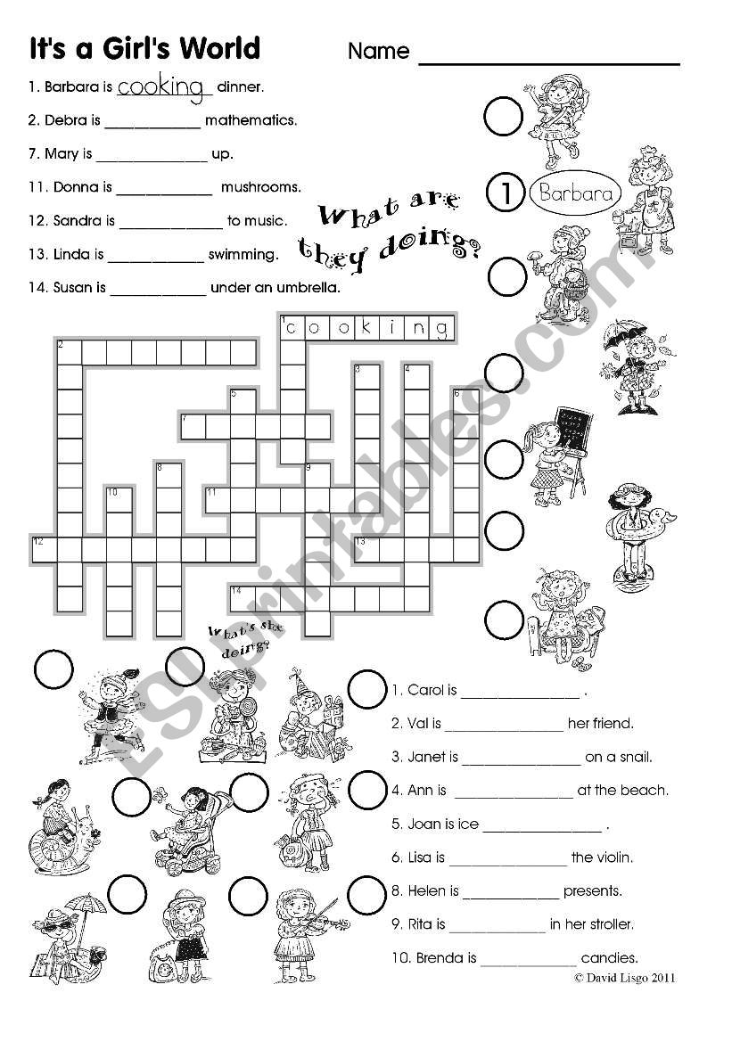 It´s a girl´s world: crossword and activities with key - ESL worksheet ...