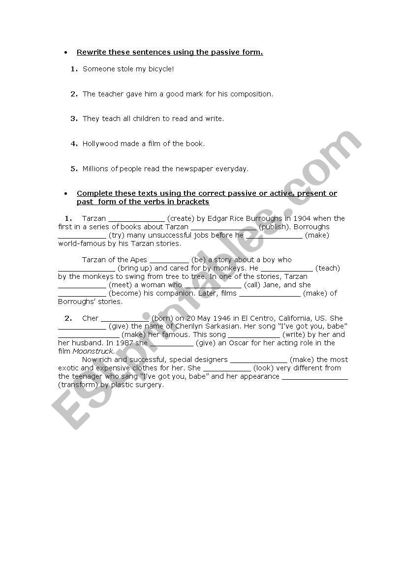 Passive voice worksheet