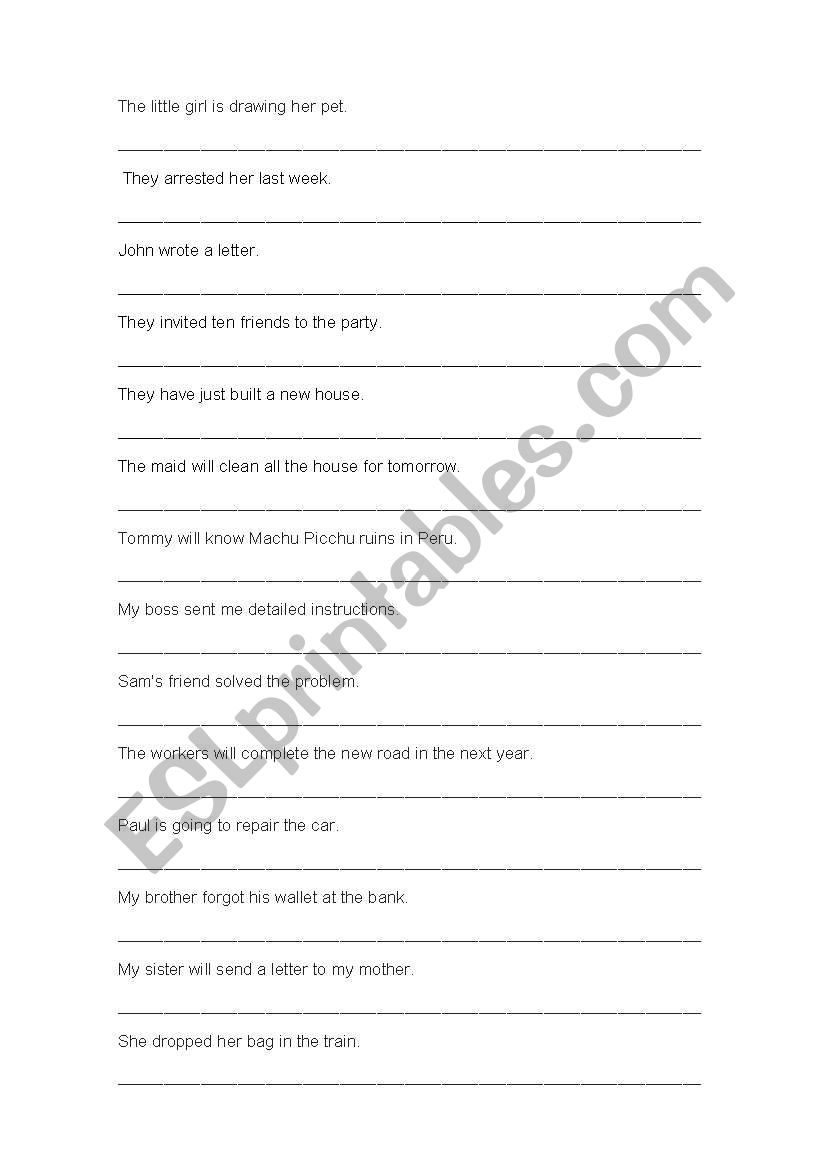 pasivas worksheet