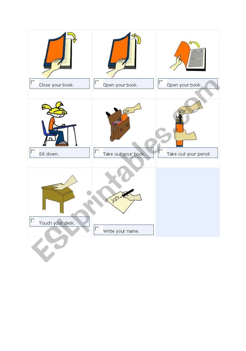 CLASSROOM COMMANDS worksheet